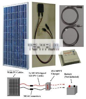 Tektrum Premium 115w 115 watt Solar Panel/MPPT Controller/PV Cables Battery Charger Kit: Home Improvement