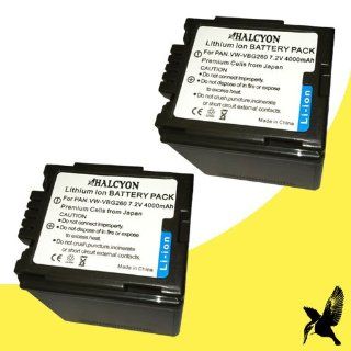 Two Halcyon 4000 mAH Lithium Ion Replacement Battery for Panasonic AG HMC80 AVCHD Digital Camcorder and Panasonic VW VBG260 : Camera & Photo
