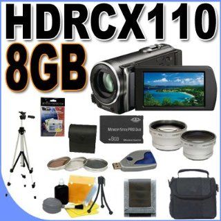 Sony HDR CX110 High Definition Handycam Camcorder (Black) BigVALUEInc Accessory Saver 8GB PRO Duo Filter Kit/Lenses Bundle : Flash Memory Camcorders : Camera & Photo