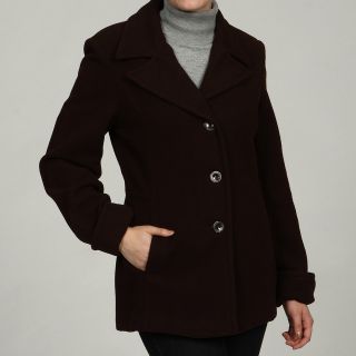 Trendz Trendz Womens Wool blend Notched Collar Coat Brown Size S (4 : 6)