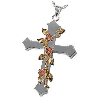 Cremation Jewelry: Rose Vine Cross   Jewelry Boxes