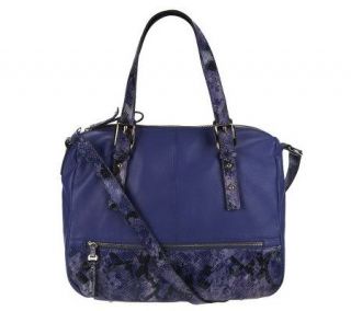 B. Makowsky Glove Leather Zip Top Satchel with Python Print Leather —