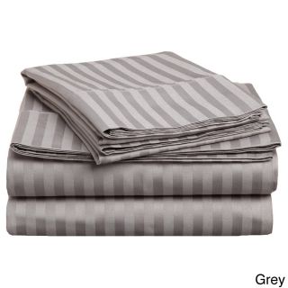 Home City Inc Egyptian Cotton 300 Thread Count Queen Waterbed Stripe Sheet Set Grey Size Queen