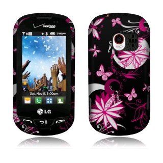 LG Extravert VN271 Pink Black Butterflies Rubberized Cover: Cell Phones & Accessories