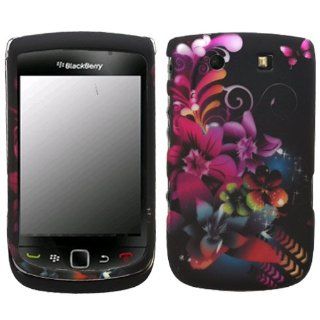 Black Purple Orange Green Blue Floral Flower Butterfly Design 2 Piece Snap On Hard Case for Blackberry Torch (AT&T) 9800: Cell Phones & Accessories