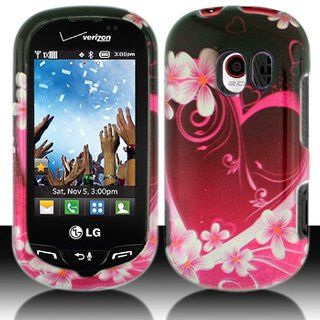 Hot Pink Heart Flower Hard Cover Case for LG Extravert VN271 UN271 AN271: Cell Phones & Accessories