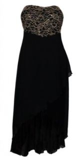 eVogues Plus size High Low Chiffon Dress with Gold Sequin Detail Black   1X
