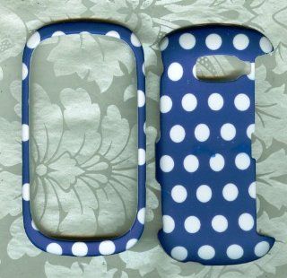 Blue White dot Rubberized case for Lg Octane VN530 Cell Phones & Accessories