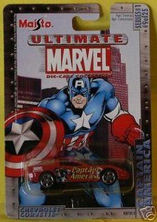 Ultimate Marvel 1:64 Scale Captain America Red Chevy Corvette Die Cast Car Maisto: Toys & Games