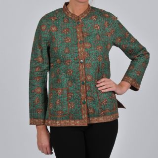 La Cera La Cera Womens Quilted Mandarin Collar Jacket Sage Size S (4 : 6)