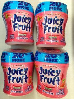 Wrigley's Juicy Fruit Sweet Fruit 20% More Bigepak CAR CUP Sugarfree Chewing GUM   4 Pack of 72 Pieces or 3.5 Oz JAR (288 Pieces Total) : Grocery & Gourmet Food