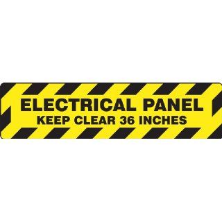 Accuform Signs PSR277 Slip Gard Adhesive Vinyl Step Style Floor Sign, Legend "ELECTRICAL PANEL KEEP CLEAR 36 INCHES", 24" Width x 6" Length, Black on Yellow Industrial Floor Warning Signs
