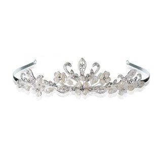 AD292 DIAMIE Bridal Wedding Silver Plated Crystal Tiara Crown Hair Accessory : Fashion Headbands : Beauty