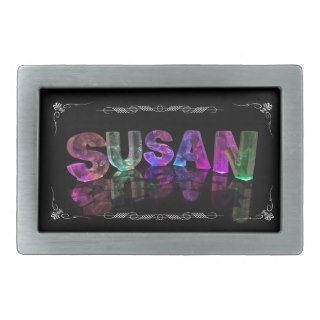 Susan    The Name Susan in 3D Lights (Photograph) Rectangular Belt Buckle