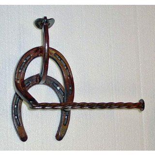 IronCraft Horse Shoe Cowboy Toilet Paper Holder With Rope Design  