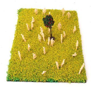 Green Grass Mat Railway Model Train Layout and Scenery Landscape Model Apple Tree and Unpainted Model Train People Figures: Toys & Games