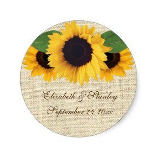 Sunflowers and burlap wedding Save the Date Stickers Toys & Games