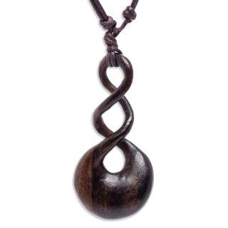 Large brown maori wood triple twist carved pendant necklace tribal by 81stgeneration: Jewelry