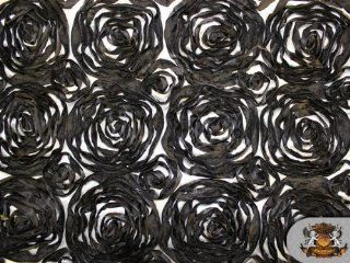 2 Tone Rosette Satin Fabric Black and White / 54' Wide / Sold By the Yard: Everything Else