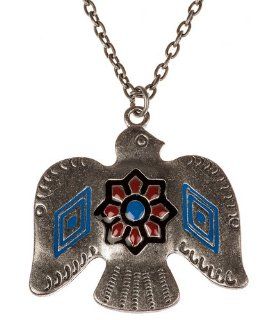 Woman's Colorful Pattern Antique Silver Plated Eagle Necklace: Jewelry