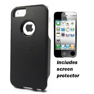 Black White Commuter Survivor Defender Style Durable Apple iPhone 5 Cover Case w/ Screen Protector Cell Phones & Accessories
