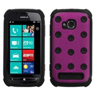 Hybrid Hot Pink/ Black Dots Total Defense Faceplate Hard Plastic Protector Snap On Cover Case For Nokia Lumia 710: Cell Phones & Accessories