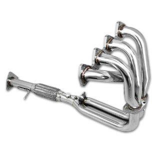 HDS HP92H22, T 304 Stainless Steel Chrome Flex Exhaust Pipe Manifold Header 2" Inlet with Gaskets and Bolts: Automotive