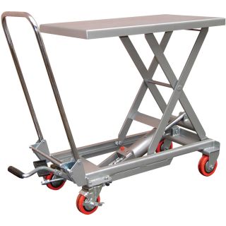 Vestil Hydraulic Elevating Aluminum Single Scissor Cart — 220Lb. Capacity, 8.5in.–29in. Service Range, Model# CART-200-ALUM  Hydraulic Lift Tables   Carts