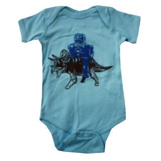 Happy Family Robot Rides Triceratops Dinosaur Baby Boy Light Blue Bodysuit (6 12 Months) : Infant And Toddler Bodysuits : Baby