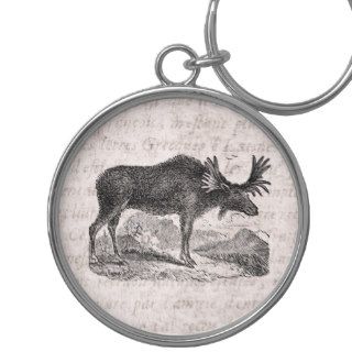 Vintage 1800s American Moose Illustration Template Key Chain