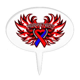 Congenital Heart Disease Awareness Heart Wings Cake Topper