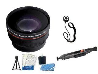 Wide Angle Lens Kit Includes High Definition .43x Wide Angle Lens W/ Macro + LensPen Cleaning Kit + Lens Cap Keeper + Mini Tripod + Camera Cleaning Kit + LCD Screen Protectors For CANON VIXIA HF M52, HF M50, HF M500, HF M41, HF M40, HF M400 HD Camcorder : 