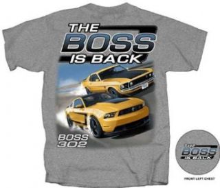 Ford Mustang The Boss is Back Design Boss 302 Adult T Shirt large: Clothing