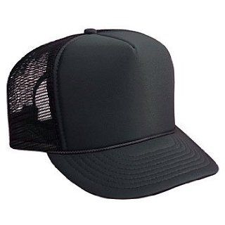 Professional Style Polyester Foam Front High Crown Golf Style Mesh Back Adjustable Hat Cap   Black: Clothing