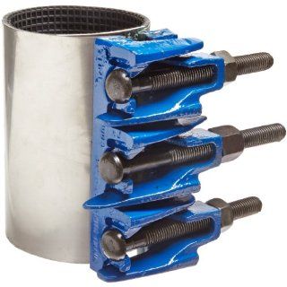 Smith Blair Stainless Steel 304 Repair Clamp, Full Circle, Carbon Steel Bolt, 3 Bolts, 7 1/2" Length, 4" Pipe Size, 3/4" IP Outlet: Industrial Pipe Fittings: Industrial & Scientific