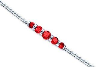 Wrist Hugging 5.00 carats total weight Round Cut Garnet Bracelet in Sterling Silver Rhodium Nickel Finish: Peora: Jewelry