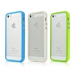 Case Star  case bumper ,white & light blue & green   AT&T / VERIZON / SPRINT for iPhone 5 (lightning port) with Case Star Velvet Bag: Cell Phones & Accessories