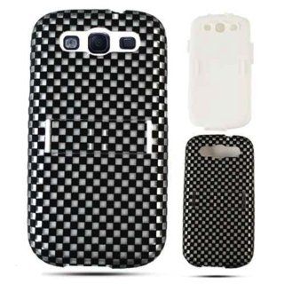 Cell Armor I747 PC JELLY 03 3D305 S Samsung Galaxy S III I747 Hybrid Fit On Case   Retail Packaging   3D Embossed Black/White Checkers: Cell Phones & Accessories
