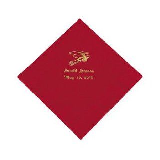 Red Personalized Graduation Luncheon Napkins   Gold Print   Party Tableware & Napkins: Health & Personal Care