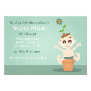 Flowerpot Baby Shower Invitations