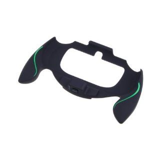 Flexible Durable Black+Green Plastic Bracket Holder Hand Handle Grip for PS Vita: Video Games