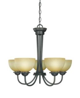 Westinghouse 64263 St Augustine Energy Star Five Light Chandelier, Oil Rubbed Bronze with Amber Mist Globe    