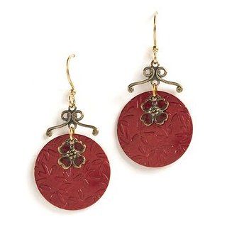 Jody Coyote Tango Dangling Cherry Disc Earrings with Flower Charm QN091: Jewelry