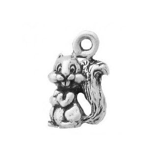 Sterling Silver 18" .8mm Wide Box Chain Necklace With Mini Cute Cartoon Squirrel With Buck Teeth Animal Pendant: Jewelry
