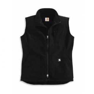 Women's Carhartt Zipper Sleeveless Work Vest BLACK MED REG: Clothing