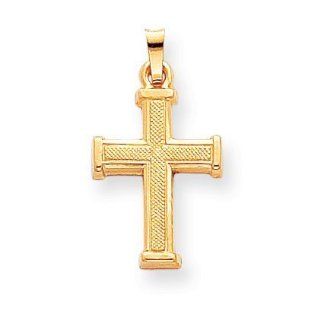 14k Gold Hollow Latin Cross Pendant: Jewelry