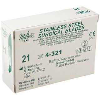 Integra Miltex 4 321 Stainless Steel Sterile Surgical Scalpel Blade, Size No. 21 (Pack of 100): Science Lab Scalpels: Industrial & Scientific