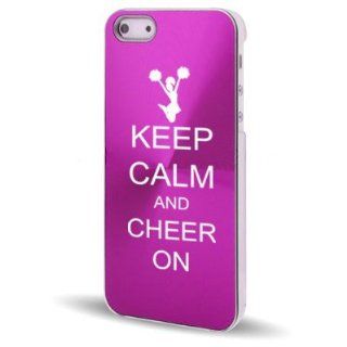 Apple iPhone 5 5S Hot Pink 5C321 Aluminum Plated Hard Back Case Cover Keep Calm and Cheer On Cell Phones & Accessories