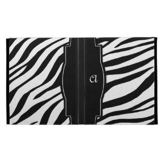 Black & White Zebra Print Black iPad Folio Case