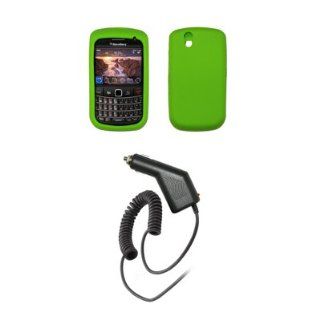 BlackBerry Bold 9650   Neon Green Soft Silicone Gel Skin Cover Case + Rapid Car Charger + Wall Travel Home Charger for BlackBerry Bold 9650: Cell Phones & Accessories